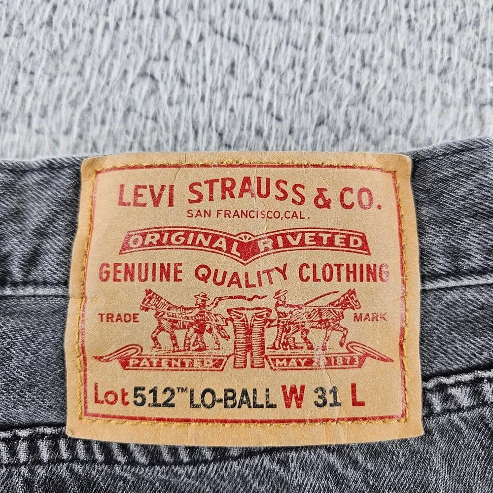 Levis Jeans Mens 31 Black Premium 512‎ Slim Tapered Lo Ball Stretch Denim